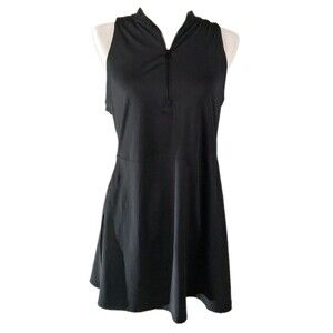 Old Navy Active Black Zip-Up Side Pleat Exercise Dress Size L Go-Dry Powersoft